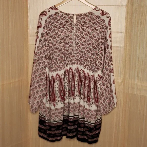 Velzera Womens White Paisley Flowy Dress Or Tunic Top Large - Picture 2 of 7